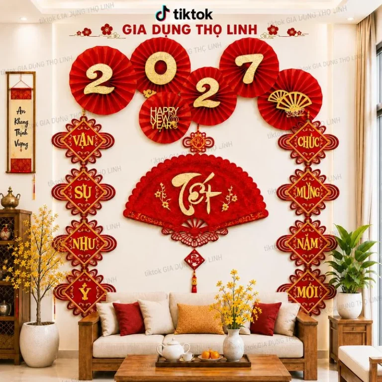 Combo khánh quạt và câu đối đỏ Tết 2027