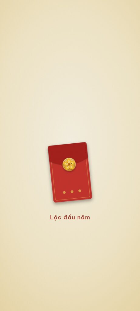 Hình nền điện thoại Tết 2027 tối giản nền vàng bơ, một bao lì xì đỏ có hoa mai vàng ở giữa và dòng chữ Lộc đầu năm